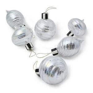 MACKENZIE-CHILDS Silver Mercury Glass Assorted Ornaments Set of 6 NEW